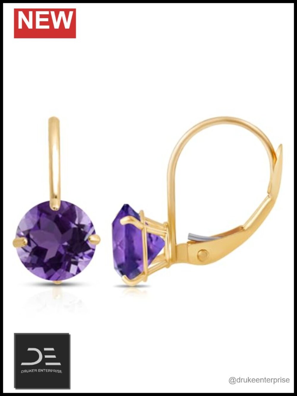 10K Yellow Gold Cubic Zirconia Drop Dangle Earrings Lever Back